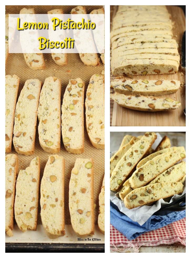 Lemon Pistachio Biscotti Recipe ~ perfect to bake and share from MissintheKitchen.com #cookies #holiday