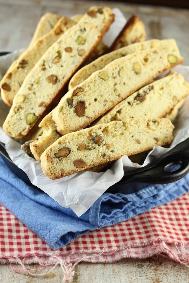 Lemon Pistachio Biscotti Recipe from MissintheKitchen.com #holiday #cookies 
