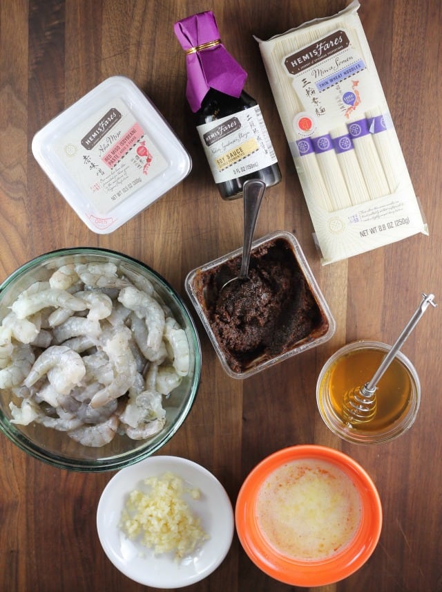 Ingredients for Miso Honey Garlic Shrimp Recipe from MissintheKitchen.com