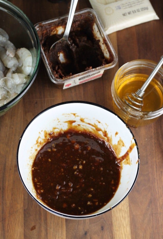 Marinade for Miso Honey Garlic Shrimp Recipe From MissintheKitchen.com #Marinade #shrimp