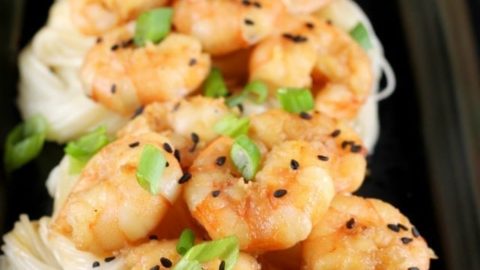 Miso Honey Garlic Shrimp Recipe ~ Quick and delicious dinner that comes together in less than 15 minutes! From MissintheKitchen.com #AD