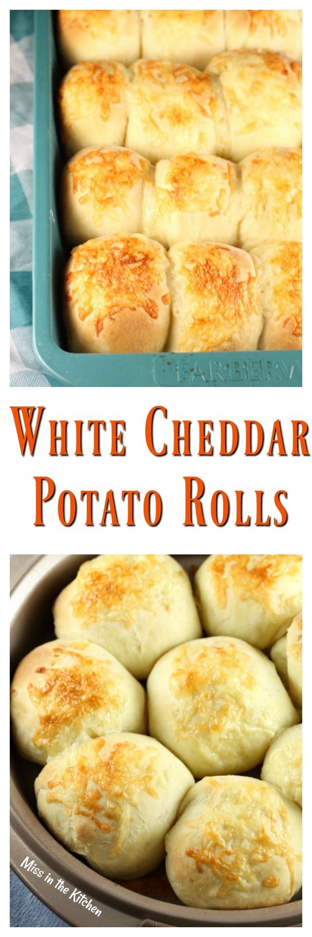 White Cheddar Potato Roll Recipe perfect for the holiday dinners ~ Recipe from MissintheKitchen.com #ad @RedStarYeast