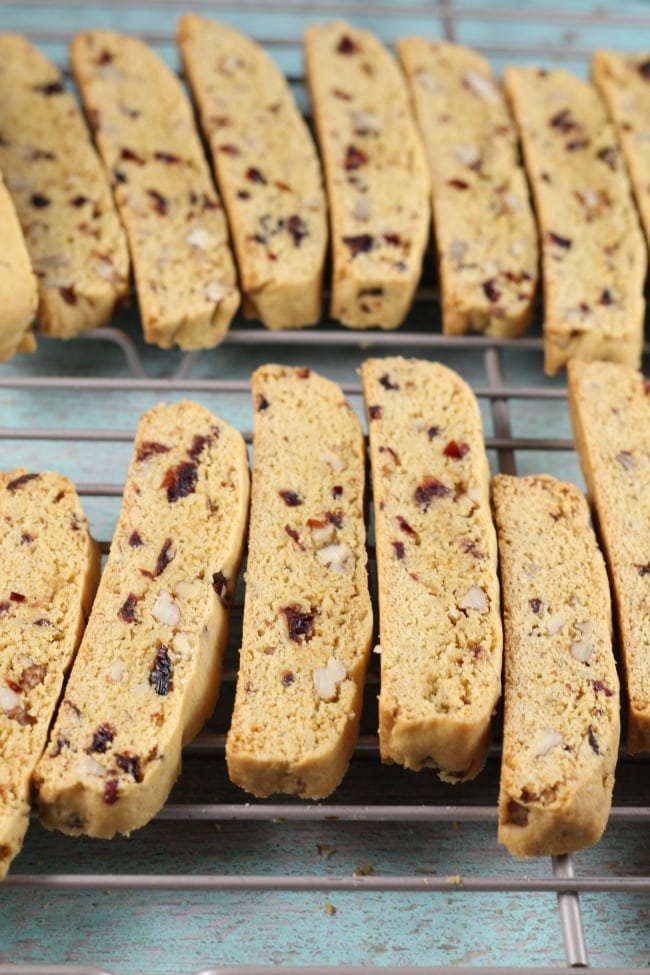 Cranberry Pecan Biscotti Recipe ~ Delicious and Crunchy and the perfect holiday cookie! MissintheKitchen.com #cranberry #pecan #biscotti