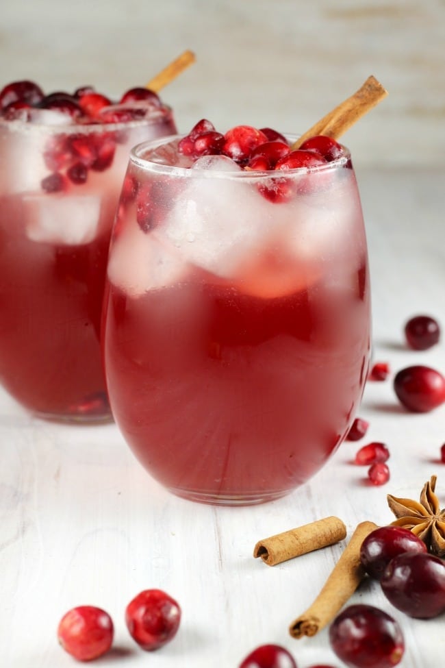Recipe for Cranberry Wine Punch - large batch white wine cocktail for fall and winter holidays and celebrations from MissintheKitchen.com #ad #llanowines #whitewine #pintogrigio