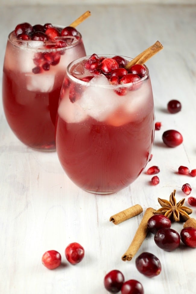 Cranberry Wine Punch ~ Easy White Wine Punch for holiday parties ~ MissintheKitchen.com #ad #llanowines #wine #cocktails