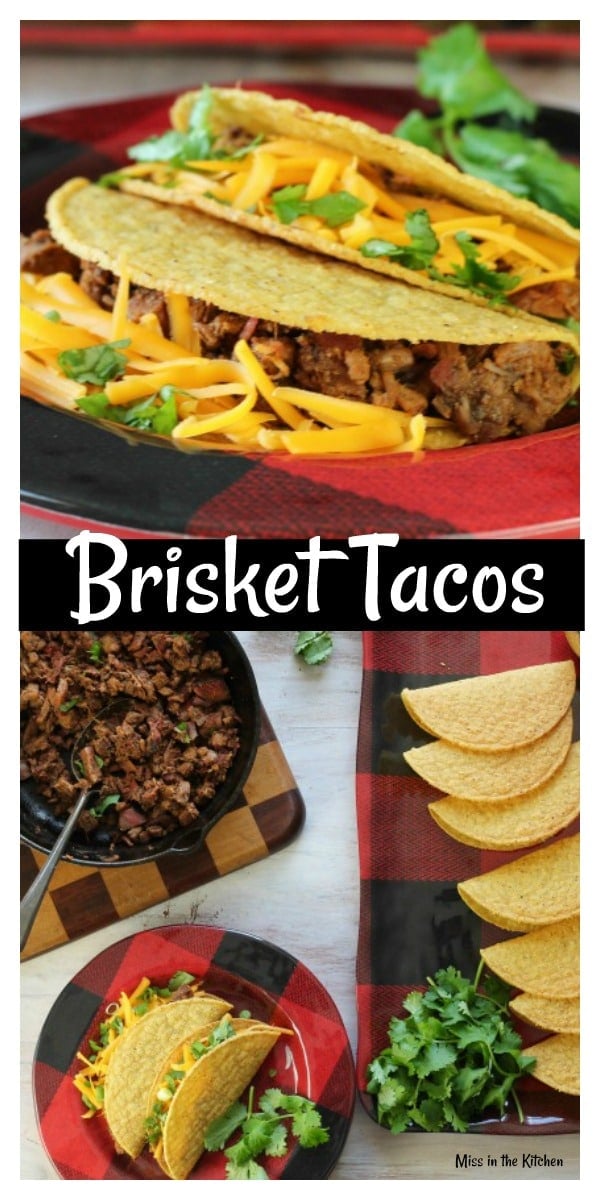 Brisket Tacos Recipe ~ Easy meal for entertaining and feeding a crowd from MissintheKitchen.com #recipe #beef #brisket #tacos