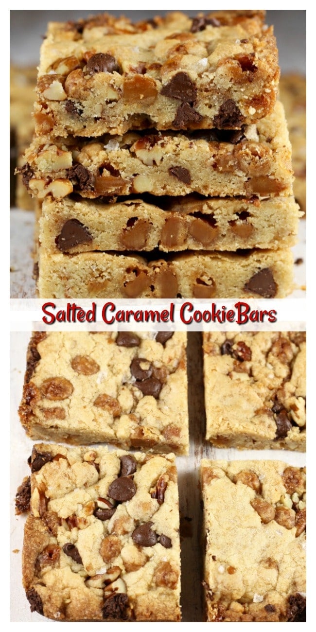 Salted Caramel Cookie Bars Photo Collage