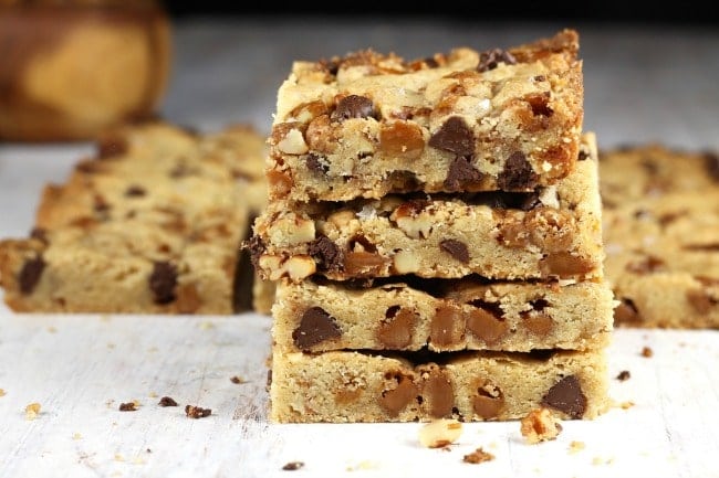 Salted Caramel Cookie Bars Stack