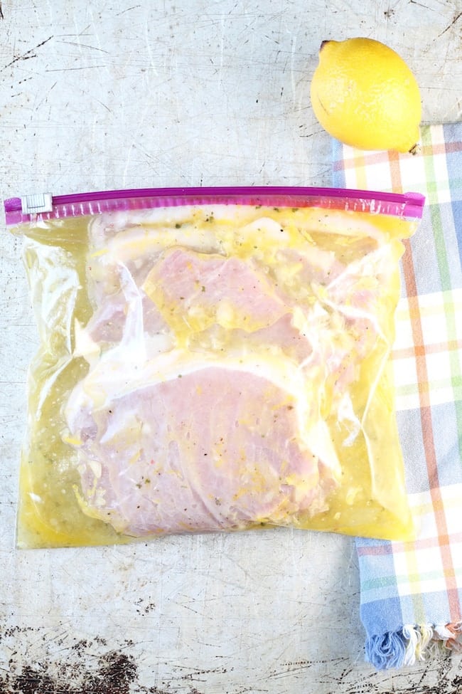 Marinating pork chops in a zip top bag
