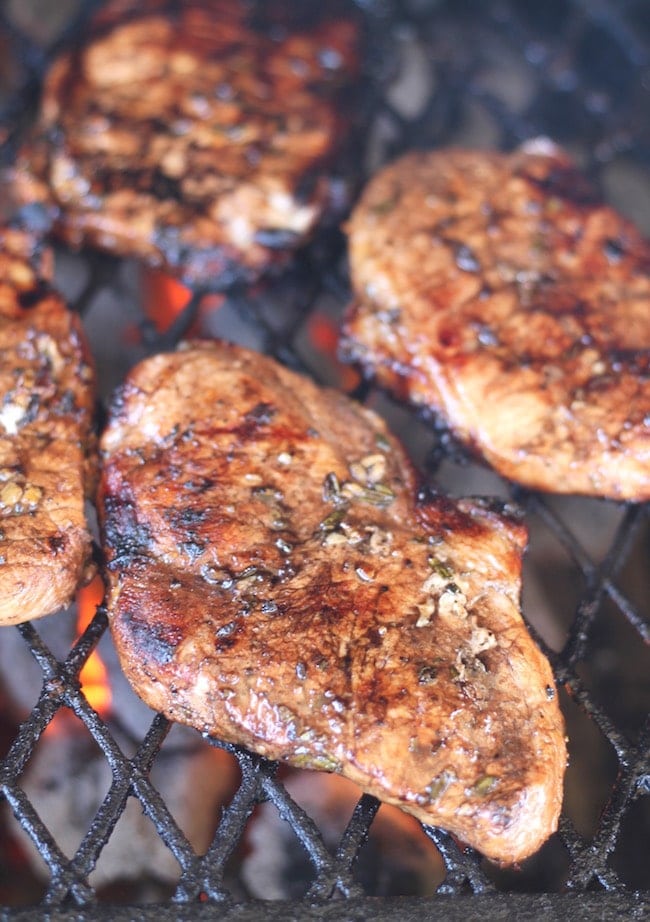 Balsamic Pork Chops on the grill
