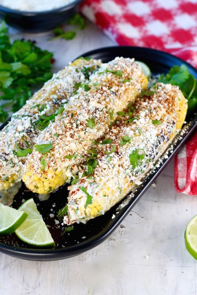 Grilled Mexican Street Corn Recipe with lime and cilantro