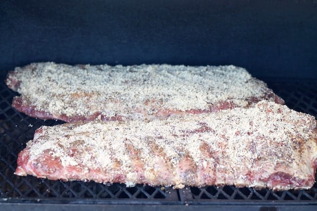 Brown Sugar Smoked Spare Ribs on the grill