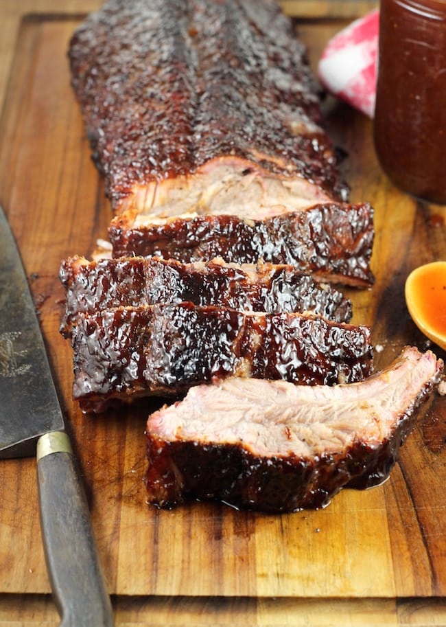 Dr Pepper Barbecue Baby Back Ribs - sliced
