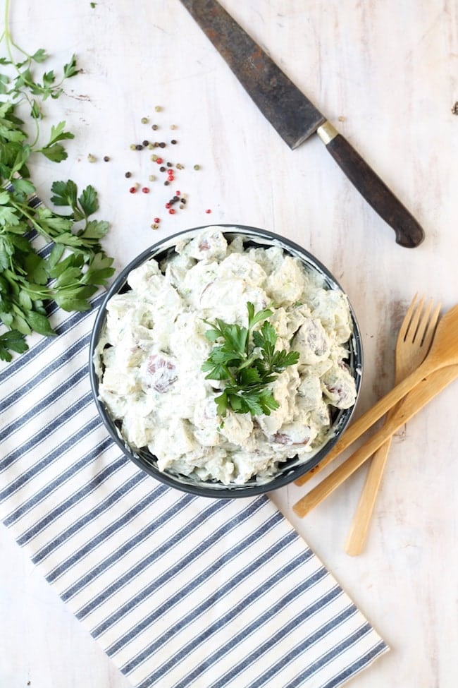 Creamy Dill Potato Salad with fresh parsley