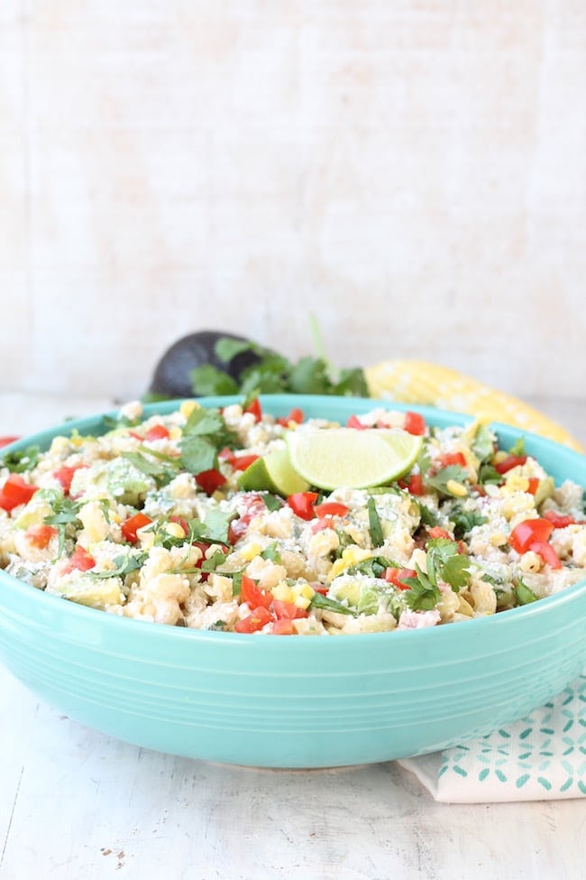 Mexican Street Corn Pasta Salad with fresh limes