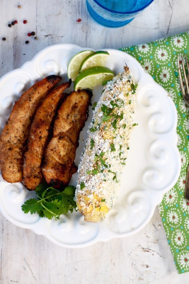 Spicy Honey Grilled Chicken Tenders + Mexican Street Corn