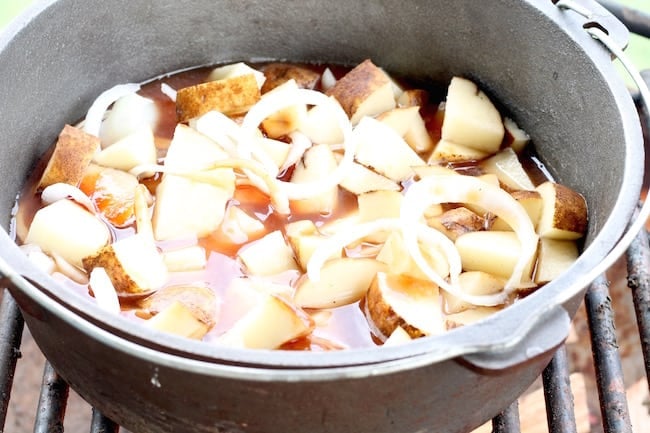 potatoes and onions for campfire dutch oven short ribs