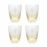 Trinkware Luster Gold Set of 4 Double Old Fashioned Rocks Glasses For Water Scotch Whiskey Juice