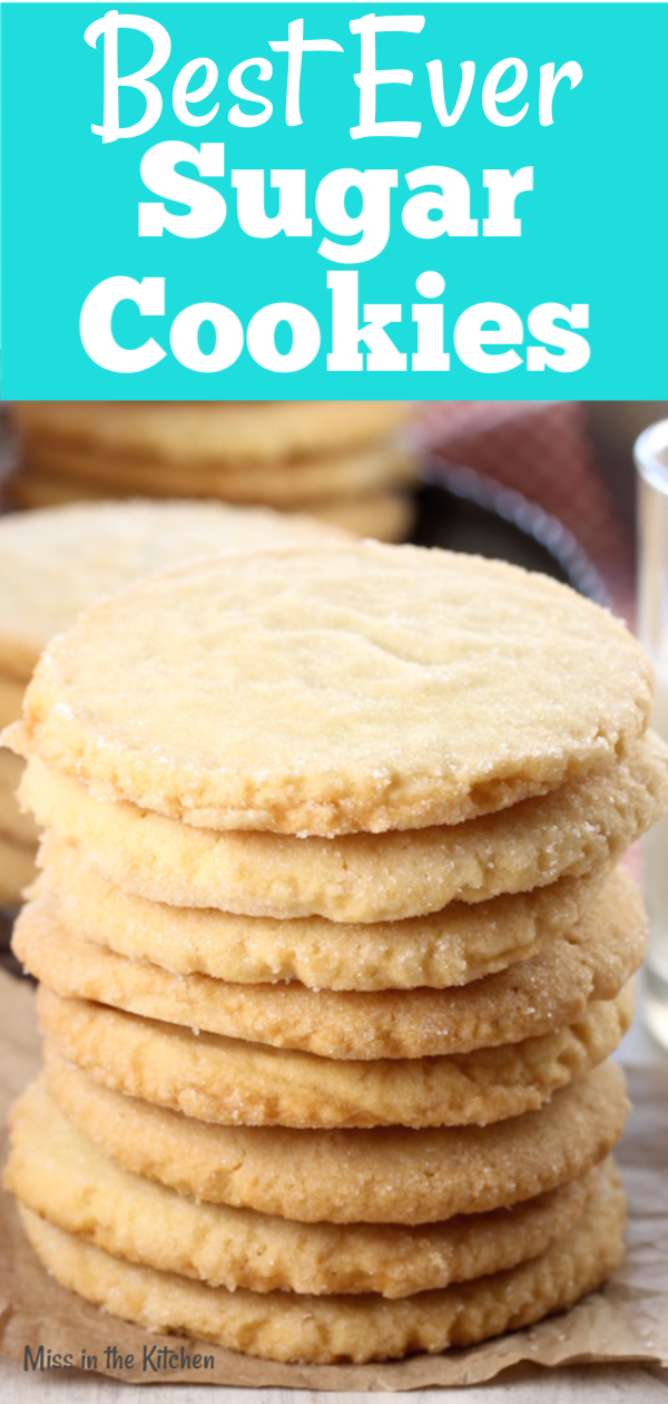 Stack of The Best Ever Sugar Cookies for holiday baking