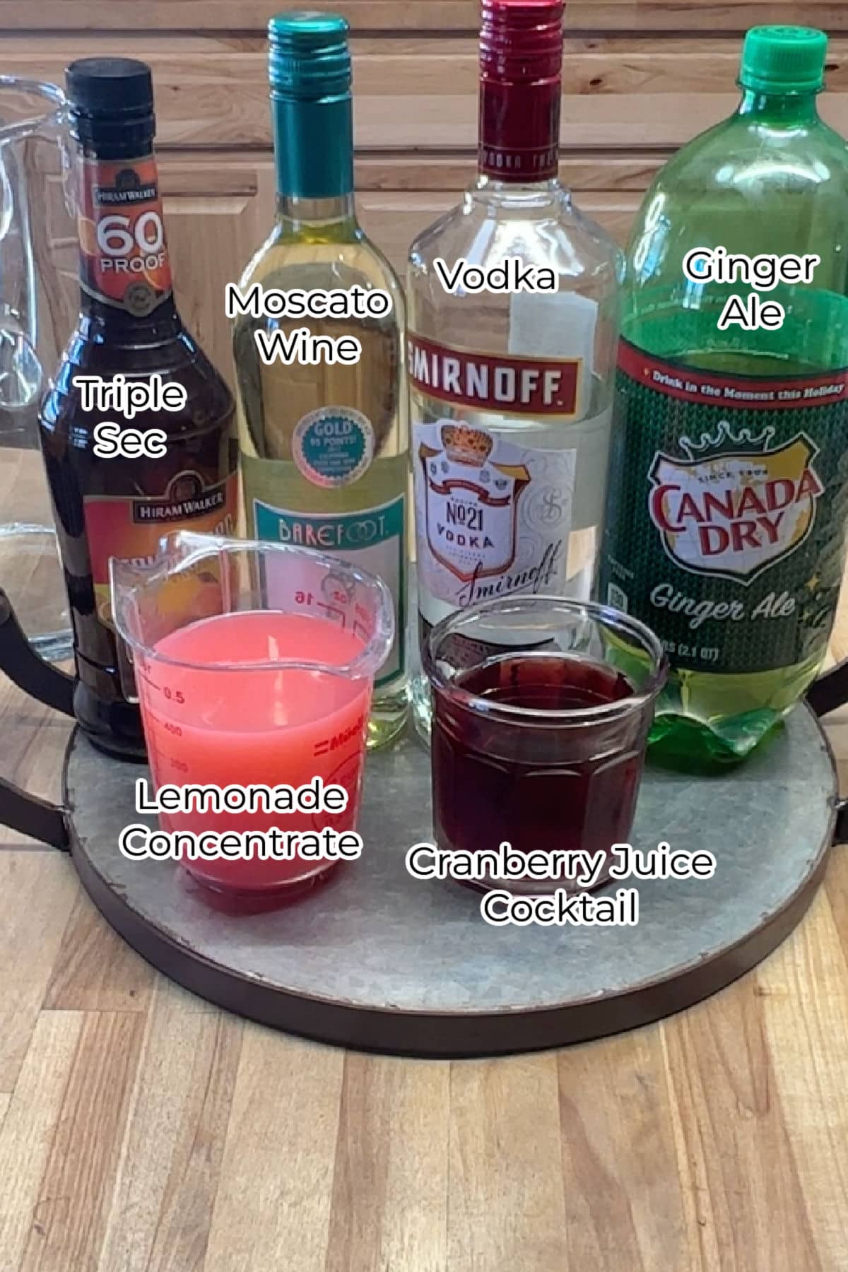 Ingredients for cosmopolitan party punch.
