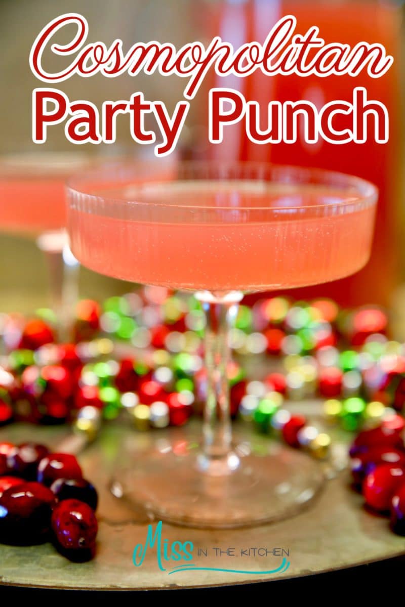 Cosmopolitan punch in cocktail glasses- text oveerlay.