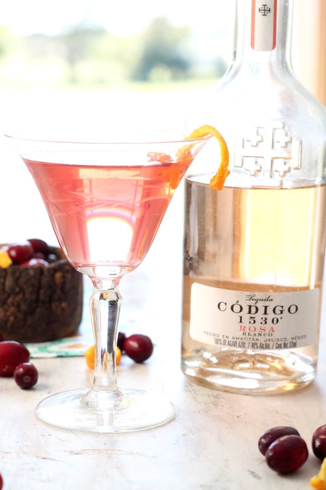 Cranberry Tequila Old Fashioned Cocktail with Codigo 1530