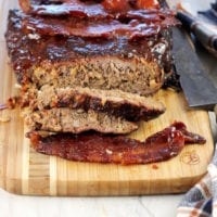 Smoked Meatloaf with barbecue sauce and bacon