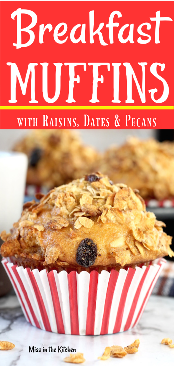 Breakfast Muffins with Dates, Raisins and Pecans