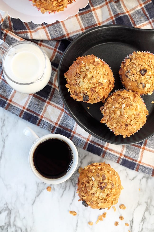 Simple Breakfast Muffins with milk and coffee