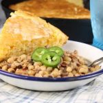 Crock Pot Black Eyed Peas with cornbread