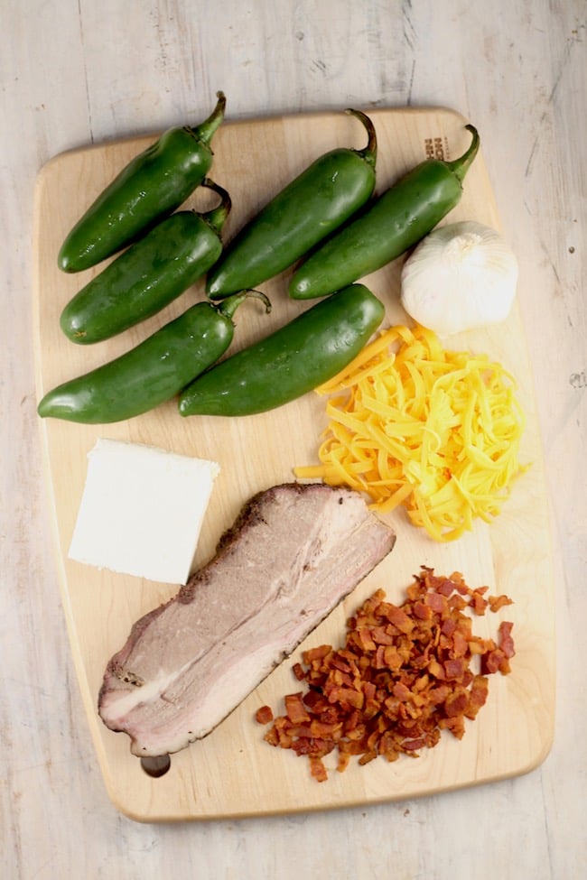 Ingredients for Jalapeno Poppers with Brisket and Bacon and cream cheese