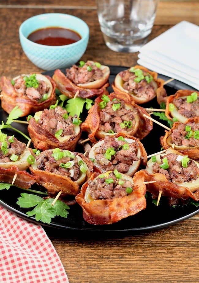 Loaded Potato Skins with beef and cheese