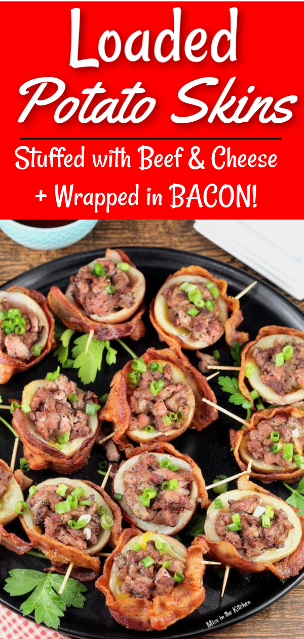 Loaded Potato Skins with bacon, smoked roast beef and cheese
