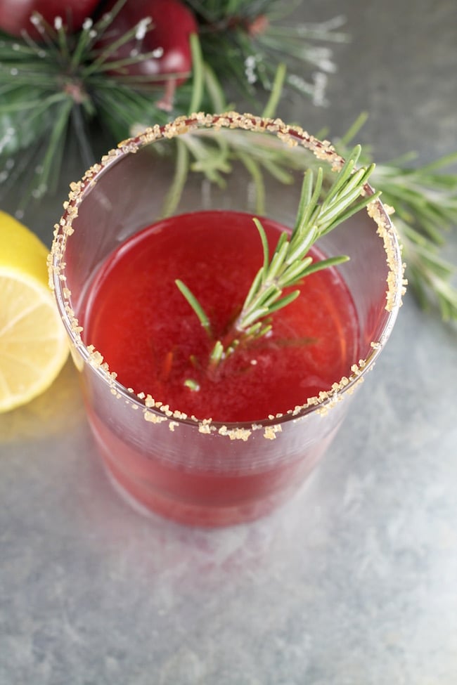 Pomegranate Sidecar Cocktail with bourbon