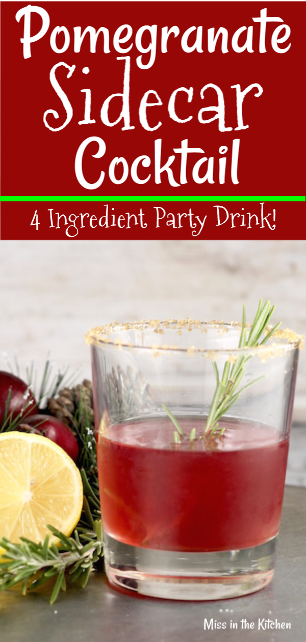 Easy Pomegranate Sidecar Cocktail with bourbon