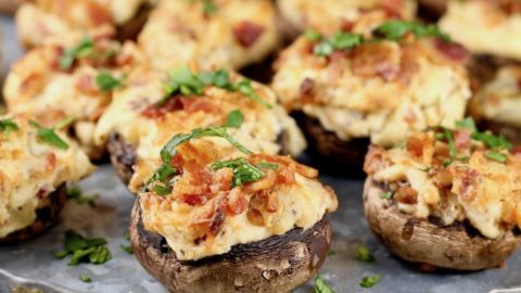 Bacon Stuffed Mushrooms with cheese and caramelized onions