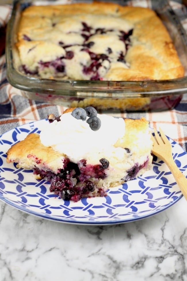 Easy Blueberry Cobbler with whipped cream