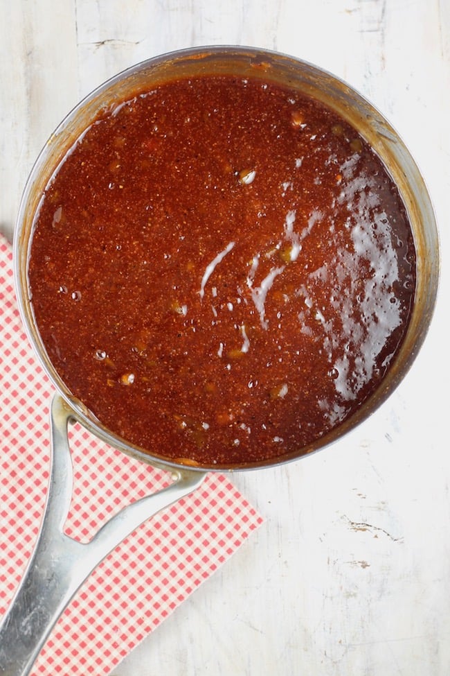saucepan of jalapeno barbecue sauce