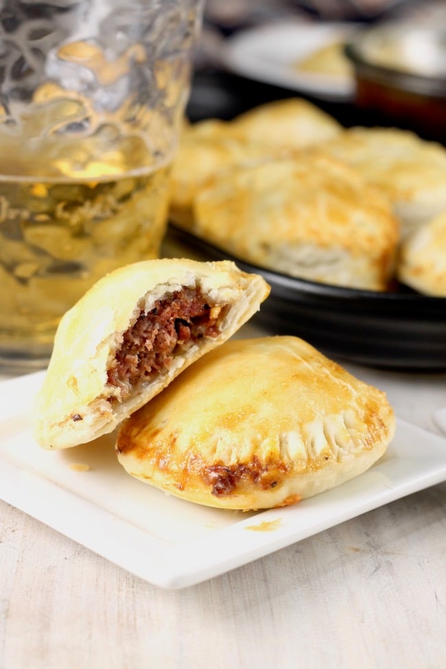Barbecue Meat Pies made with grilled meatballs wrapped in pie crust