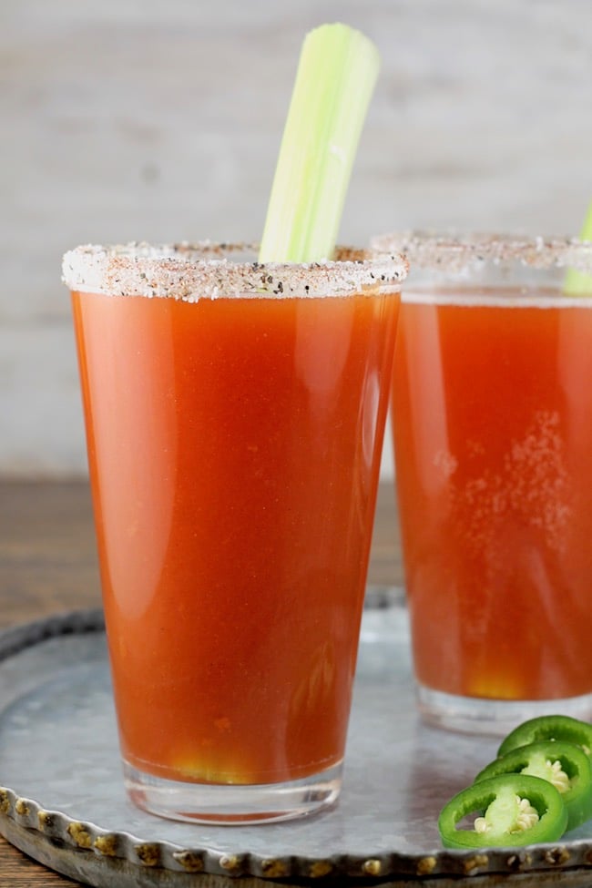 Red Beer garnished with celery