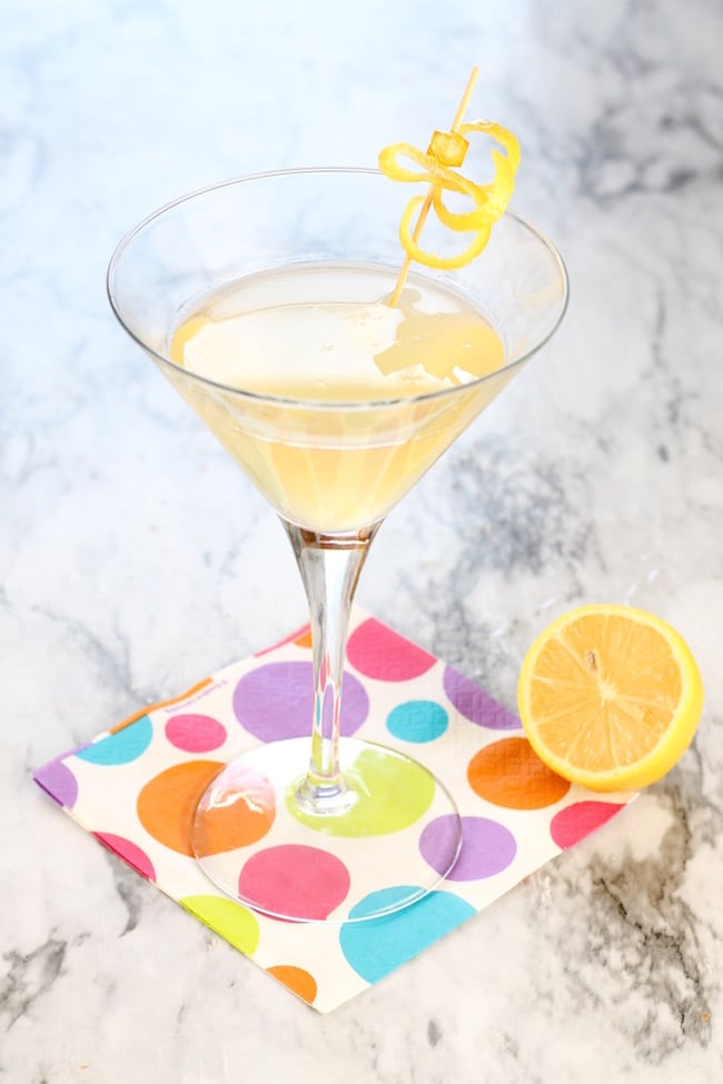 Easy Sidecar Cocktail served in a martini glass and garnished with lemon