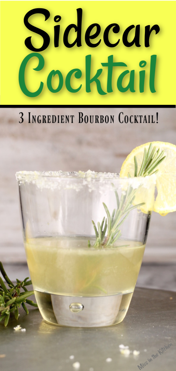 Easy Sidecar Cocktail Recipe garnished with rosemary and lemon