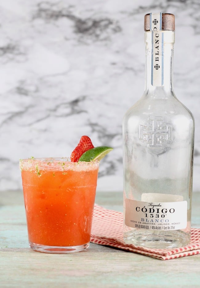 Strawberry Margarita made with Codigo 1530 Blanco Tequila