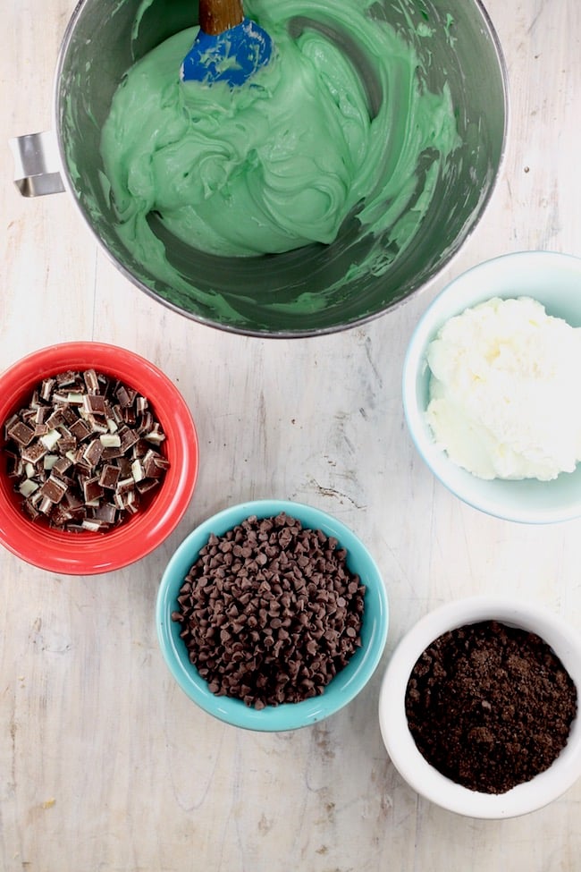 Ingredients for Mint Chocolate Chip Cheesecake