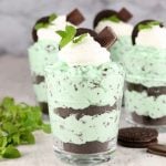 Mint Chocolate Chip No Bake Cheesecake is an easy dessert with about 10 minutes of prep! Perfect if you love Andes Mints and cheesecake!