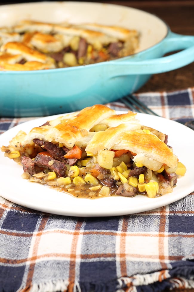 Steak Pot Pie made with venison or beef with a double crust