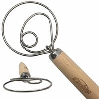 Danish Dough Whisk - Stainless Steel & Wooden Handle - Large 13.5" Professional Grade Hand Whisk