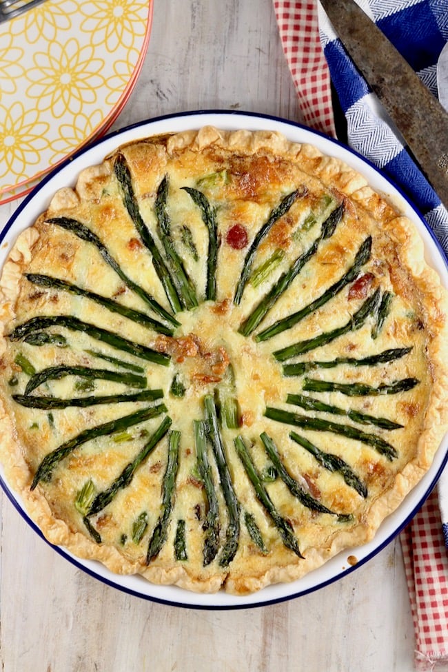 Asparagus Quiche baked with bacon and Gruyere cheese
