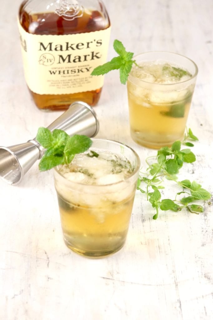 Easy Mint Julep with Makers Mark Bourbon and fresh mint