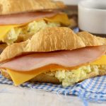 Freezer Breakfast Croissant Sandwiches with eggs, ham and cheese